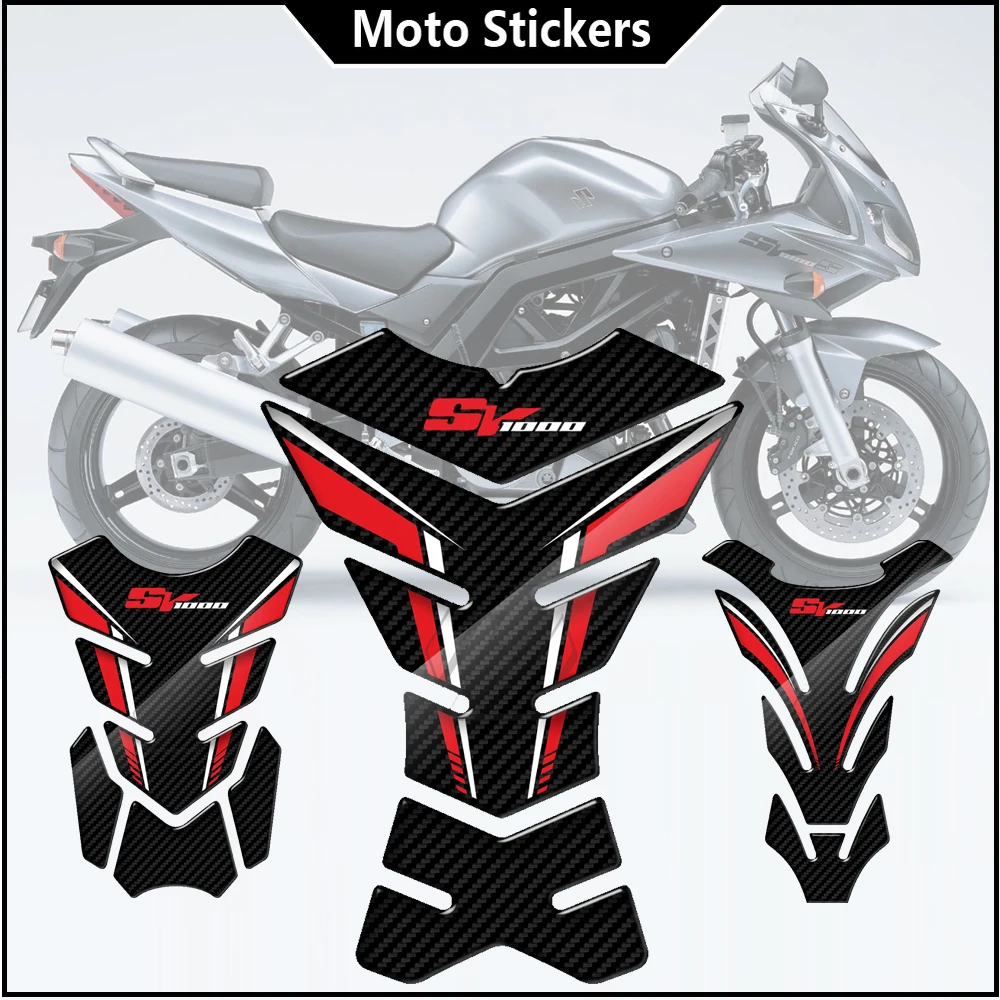 

For Suzuki SV1000 SV 1000 Decals 3D Carbon-look Motorcycle Tank Pad Protector Sticker