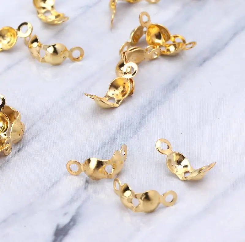 

Q81D 1000Pcs Clamshell Bead Tips Knot Covers Double Closed Loops DIY Jewelry Findings