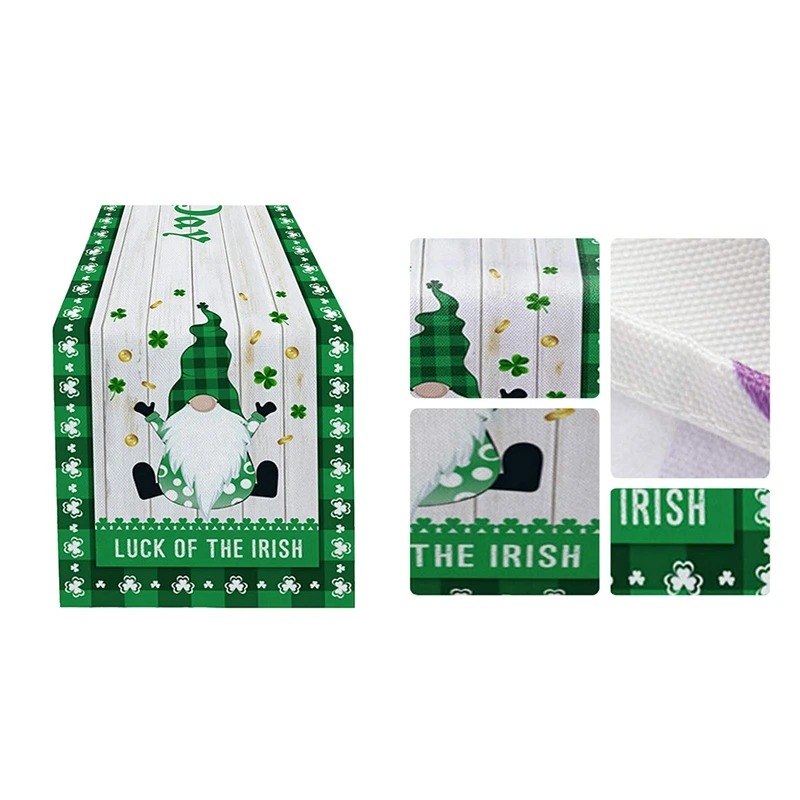 

St. Patrick's Day Printed Table Runner Green Clover Table Runner For Saint Patricks Day Holiday Parties Decor