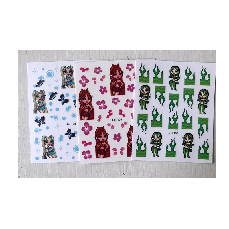 

10PCS Cartoon Girl 3D Nail Sticker Nail Art Decor Anime Stitching Sticker Pressed On Nail Sticker