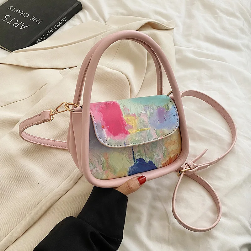 

2022 Mini PU Leather Flap Crossbody Bags for Women Summer Fashion Handbag Painted Color Shoulder Bag Ladies Handbags and Purses