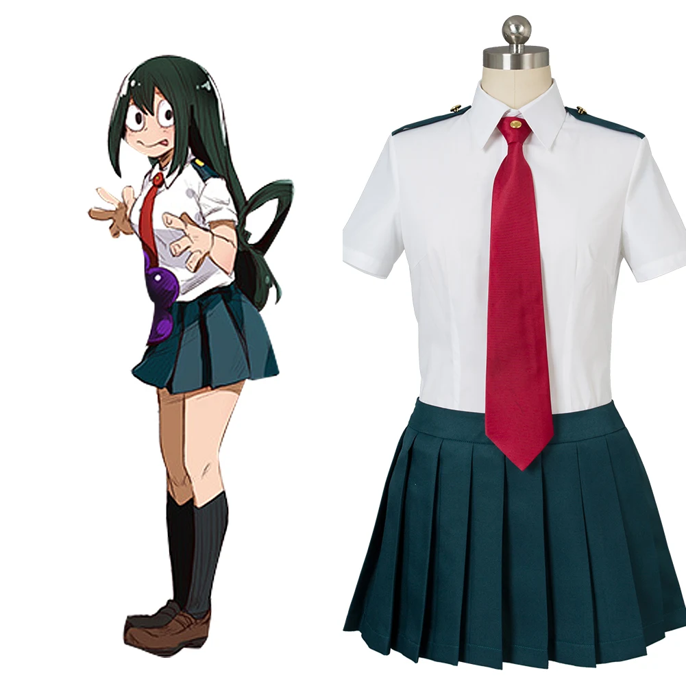 

My Hero Academia Boku no Hero Academia Cosplay Ochako Uraraka Cosplay Tsuyu Asui Costume Summer Uniform Dress Halloween