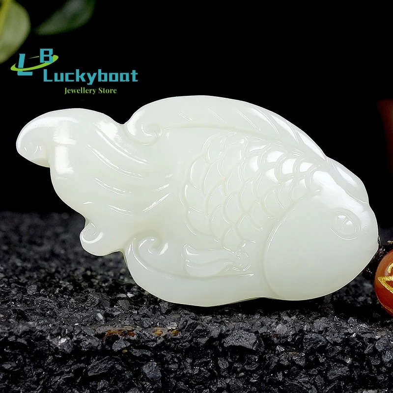 

Hand Carved Xinjiang Hetian Jade Jewelry Pendant Natural Jade Fish Pendant Necklace Men And Women Jewelry Wholesale
