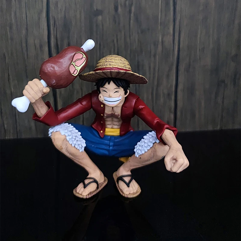

15cm One Piece Luffy Eat Meat Figure Anime Wano Country Luffy PVC Collect Figurine Doll Cute Toys for Children Gift Doll Toy