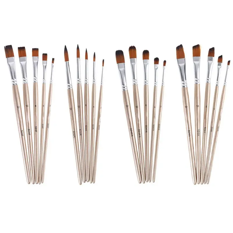 

5pcs Paint Brush Set Nylon Hair Professional Artist Watercolor Acrylic Painting