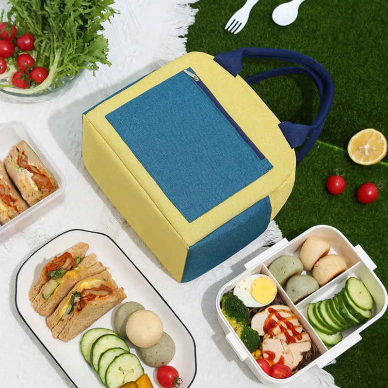 Popular with Office Workers Portable Lunch Bags Warm Packed Aluminum Foil Lunchbox Handbag Heat Preservation Insulated Bento Bag