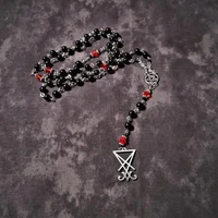 sigil of lucifer rosary satanic rosary prayer beads blackredrosary necklaces fashion jewelry