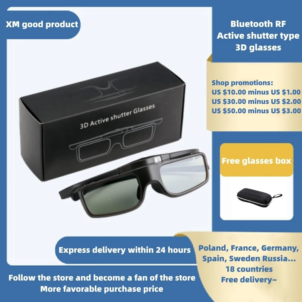 

Bluetooth RF Active Shutter Type 3D Glasses are suitable for TV sets and 3D projectors with Bluetooth 3D signals.