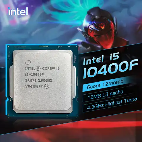 Процессор Intel Core i5 10-го поколения 10400F, 8 ядер, 12 потоков, L3 = 12 МБ, процессор для компьютера, 4,3 ГГц, 60 Вт, 128 ГГц, LGA 1200, новый процессор