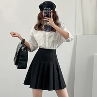 womens black pleated skirt kawaii summer goth sweet lolita mini skirt harajuku white high waist a line short skirts ladies 2022
