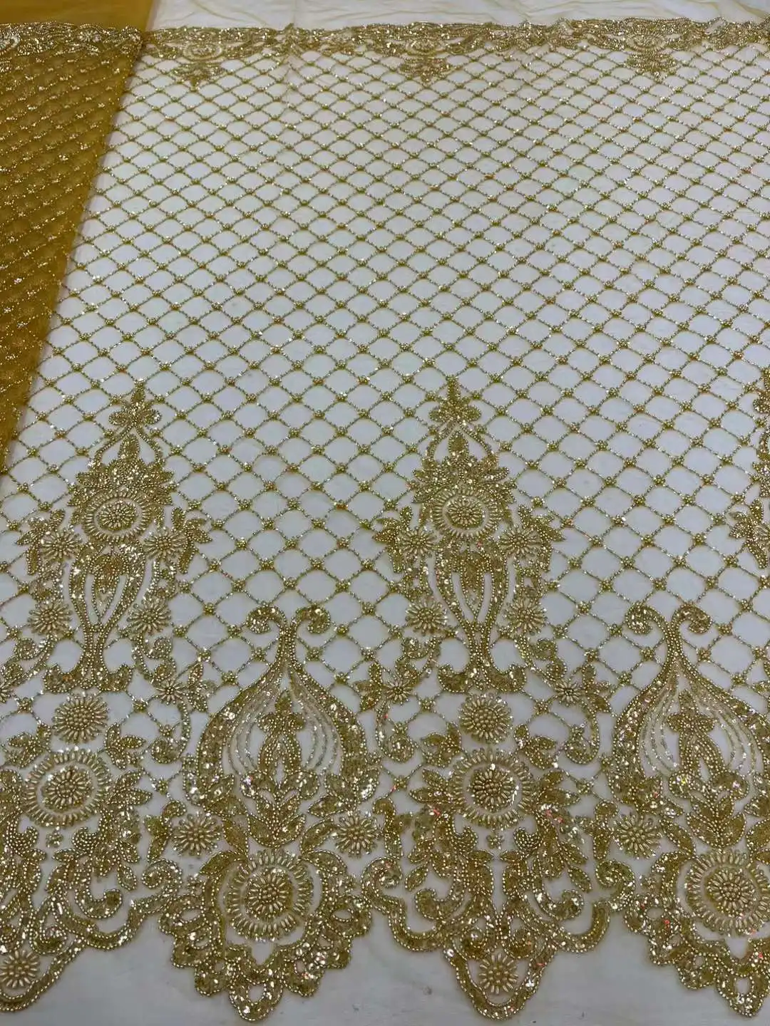 Роскошная Высококачественная французская Тяжелая кружевная ткань из бисера 2023