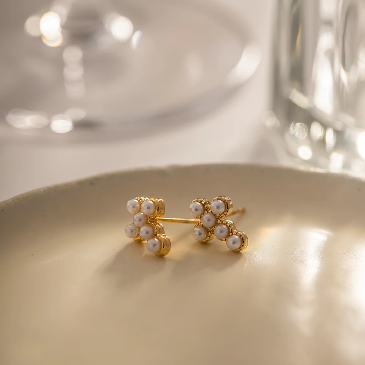 Женские серьги-подвески из нержавеющей стали с жемчугом