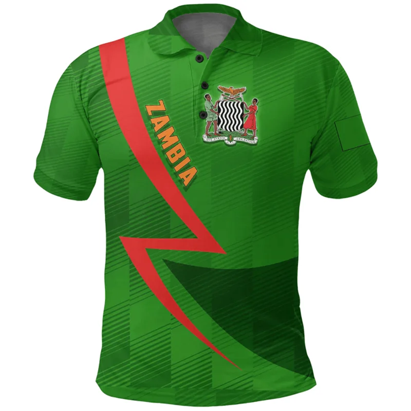 Рубашка-поло с 3D-принтом Республики Замбия рубашка-поло принтом герба Замбии и