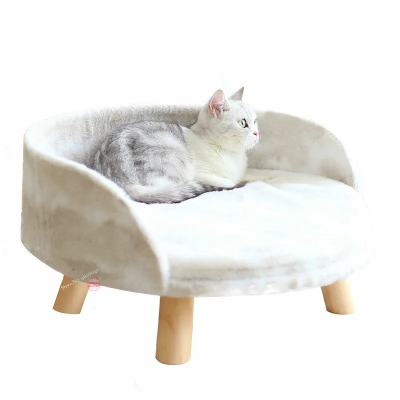 

Wood Leg Cat Litter Four Seasons Flannel Pet Nest Sofa Cat Litter Kennel Dog Bed Teddy Warm Winter Supplies for 4kg Pet