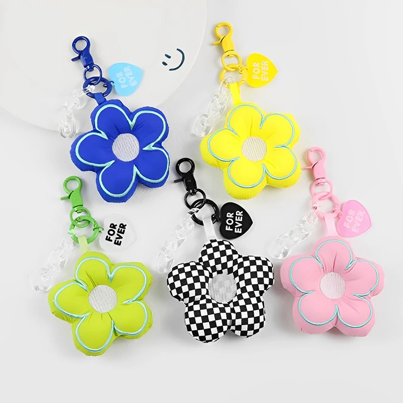 

Creative Sakura Fabric Flower Keychain Jewelry Lanyard Girl Boy Couple Gift Peach Heart Chain Keyring Headset Pendant Decorate