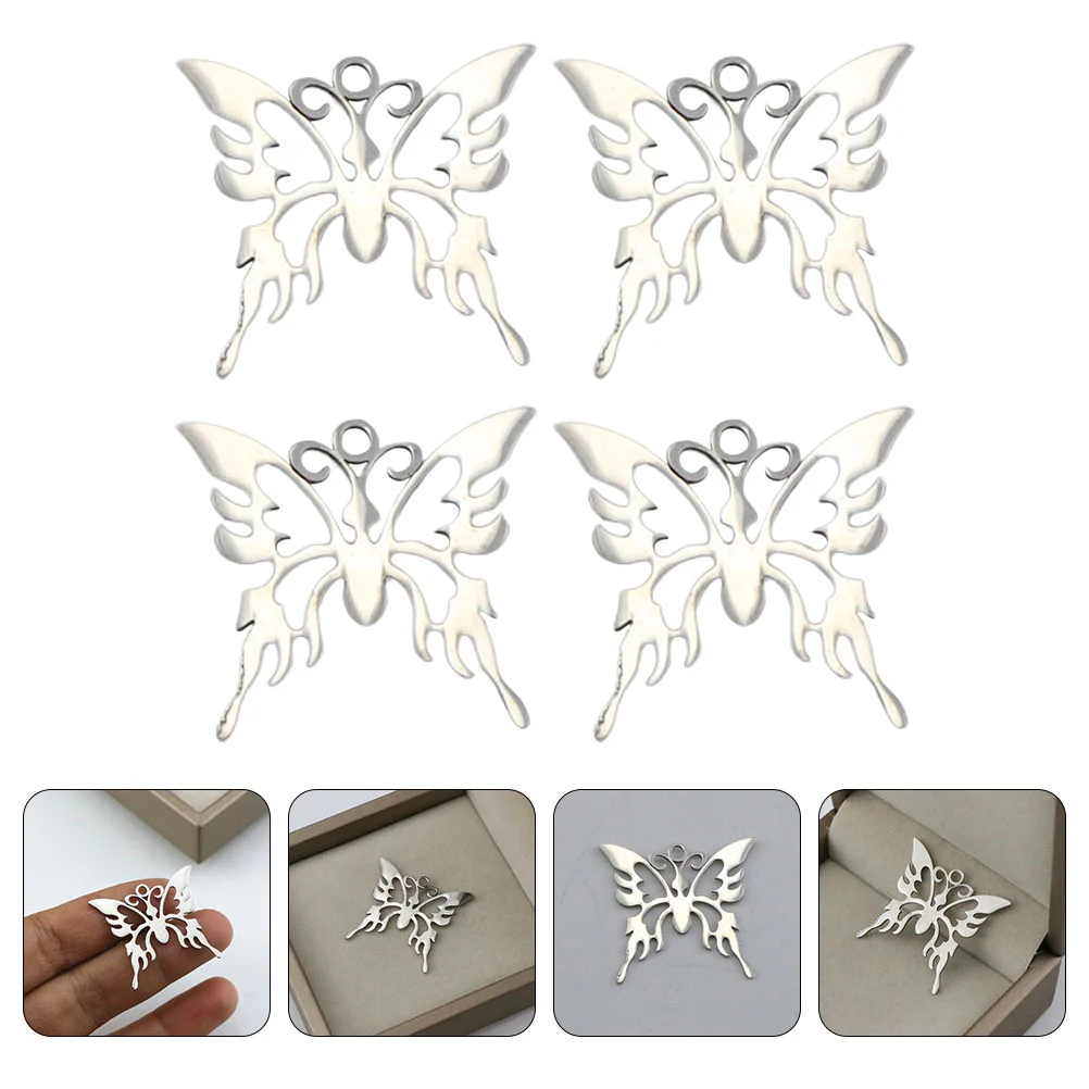 

4 Pcs Butterfly Pendant Charms Bracelets Jewelry Making DIY Butterflies Stainless Steel Craft Alloy Necklace Earring