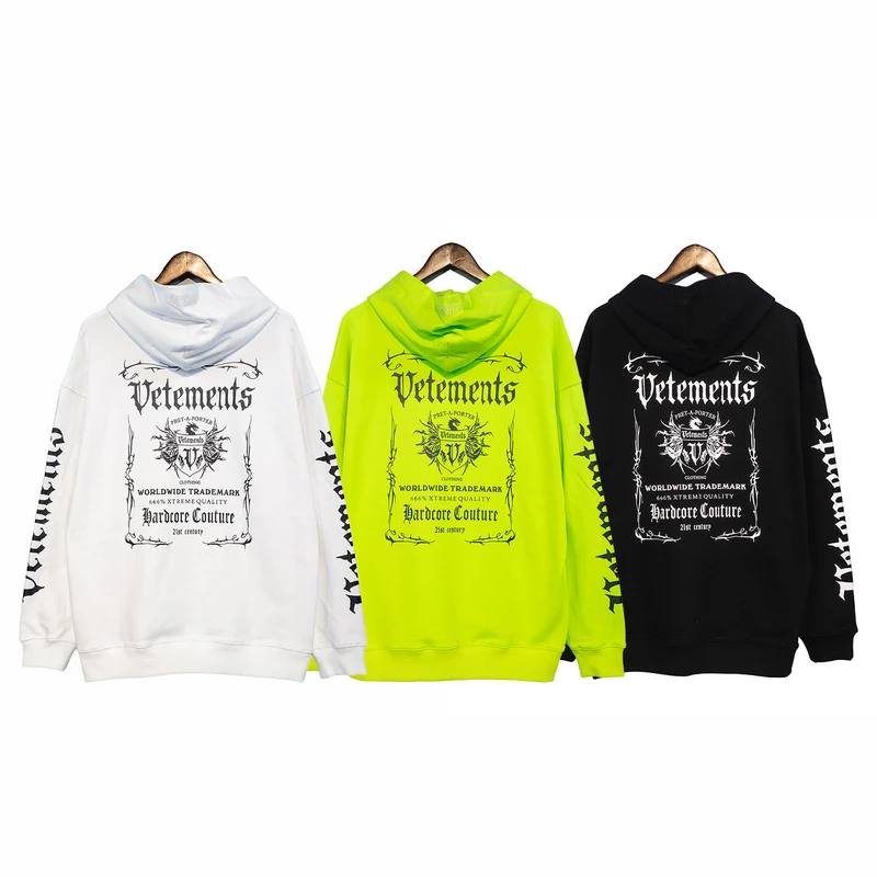 

2022ss Vetements Logo Printed Women Men Oversized Cotton Sweatshirt Hoodie Hiphop Vetements Men Hoodies Pullover VTM