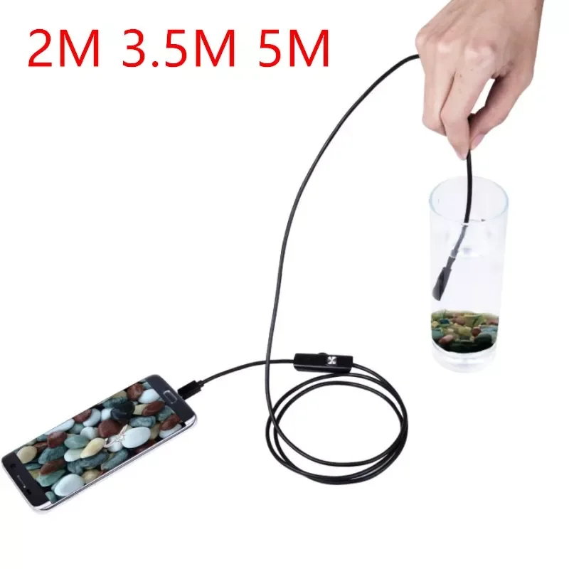 

5M 3M 2M 7mm Inspection Borescope Camera Endoscope Camera Flexible IP67 Waterproof for Android PC Notebook 6LEDs Adjustable