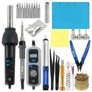 YIHUA 27 в 1 портативный Цифровой паяльник BGA набор для переделки 8858I пистолет горячего воздуха 908 Электрический паяльник набор инструментов для сварки и ремонта