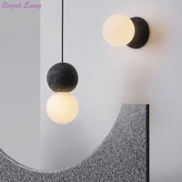 pendant lights modern double ball black light glass cement globe painted finishes ceiling lamp creative led hanging chandelier