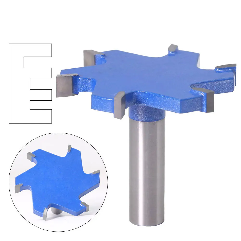 

12mm Shank 6-Wing Slotting Router Bit YG8 Tungsten Carbide Steel Woodworking Milling Cutter 3-Option Cutting Length-7.5 or 10mm