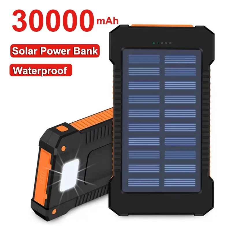 

PD15W Solar Bank Portable 30000mAh Charger Fast Charging Waterproof External Battery Flashlight Outdoor