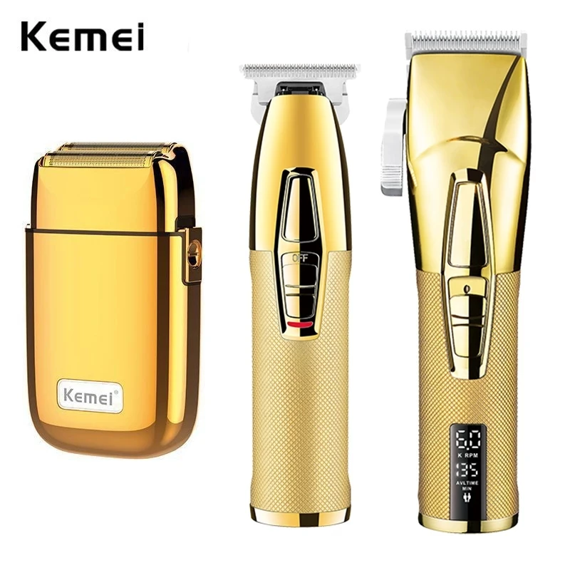 

Kemei Professional Hair Clipper Barber Haircut Kit Combos 0mm Hair Trimmer Finish Hair Cutting Machine Electric Shaver Men Razor