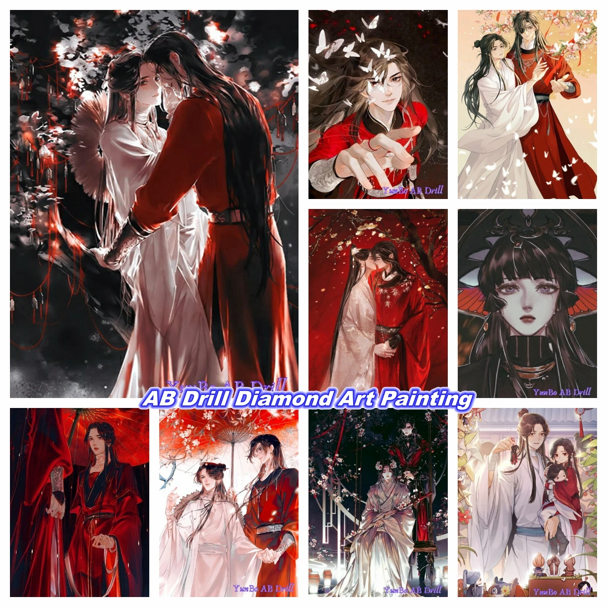 Алмазная живопись с благословением небесных чиновников, тиуань цифу AB, вышивка, Xielian Huacheng, искусство, вышивка крестиком, аниме, домашний декор, подарок