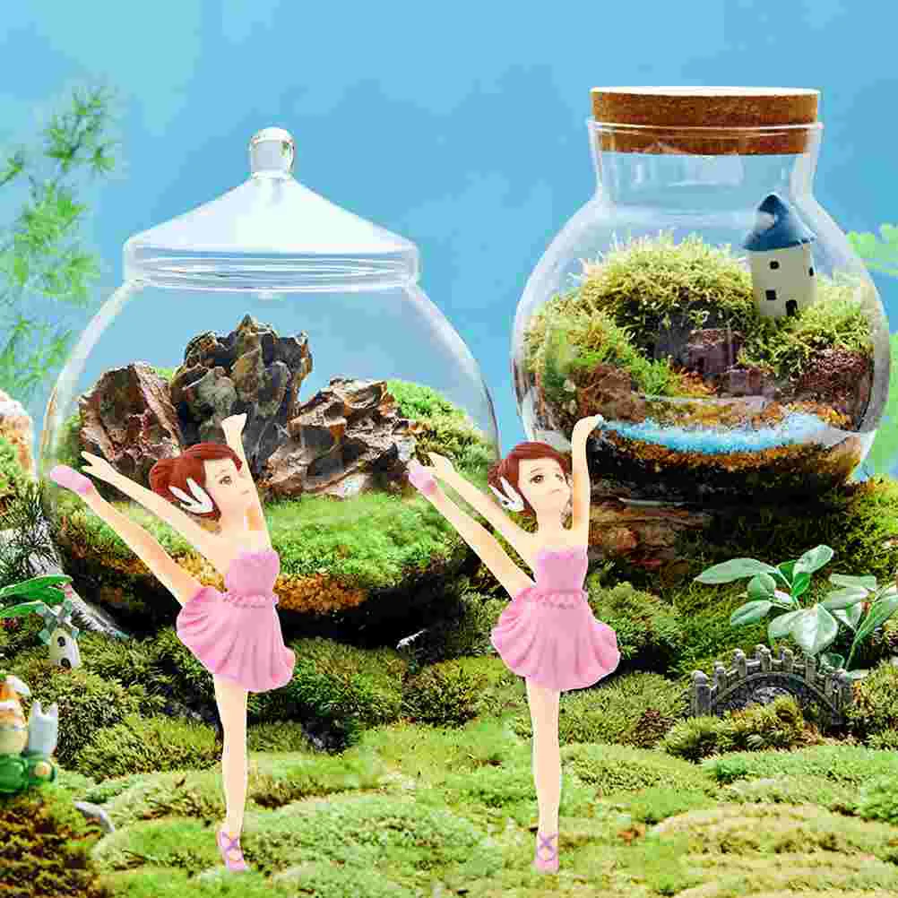 

4 Pcs Ballet Girl Figure Ballerina Girl Fish Tank Ornament Baking Decorations Car Dashboard Top Hat Dancing