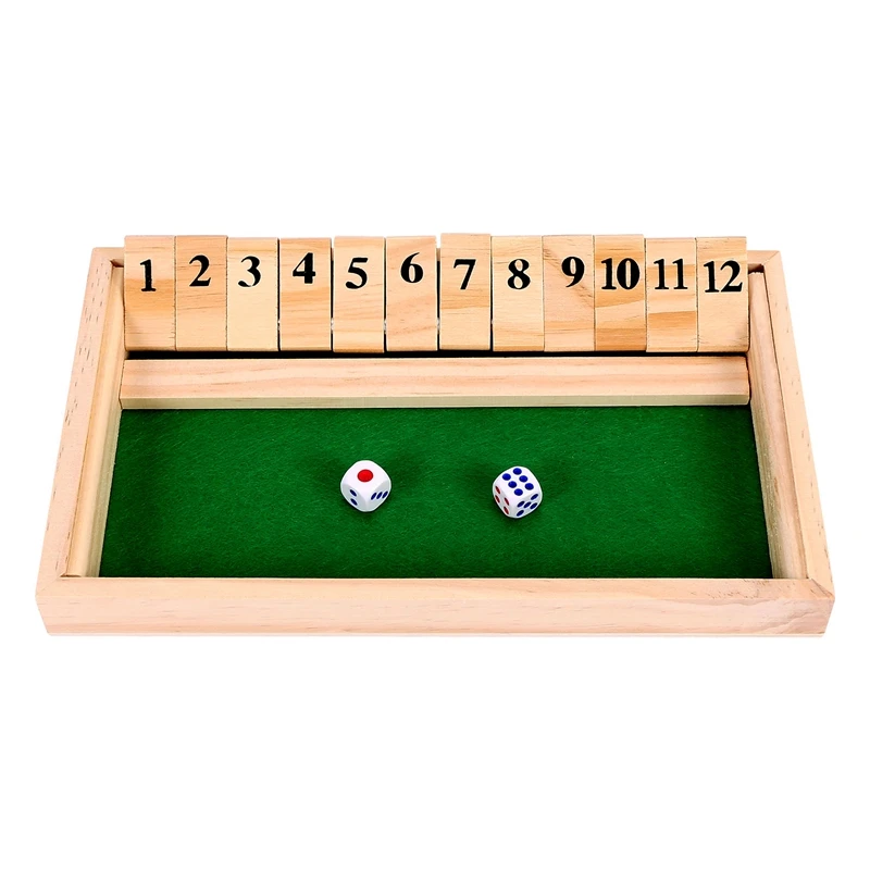 

Wooden Shut The Box 12 Dice Game Board ,Wooden Board Game With Dice For The Classroom, Home Or Pub