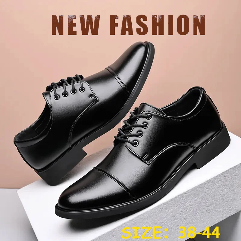 

Осень 2022, мужские деловые повседневные кожаные туфли, Нескользящие Блестящие деловые туфли с острым носком, светильник мужские туфли