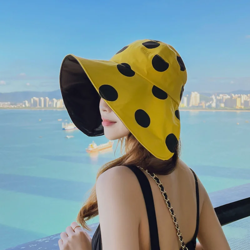 

Women Summer Large Wide Brim Adjustable Visor Beach Hats Foldable Anti-UV Women Sun Hat Outdoor Travel Casual Empty Top Cap