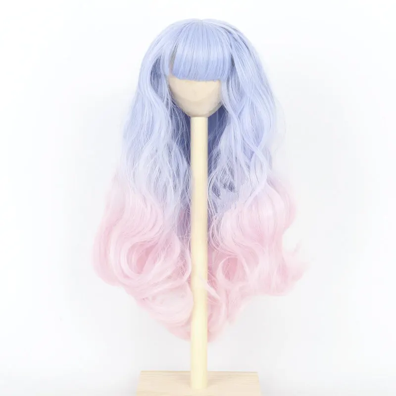 

60cm Doll's Wig Accessories Soft Silk Gradient Curly Hair Wig for 1/3 Bjd Doll Head Circumference 21-23.5cm Dress Up Toy