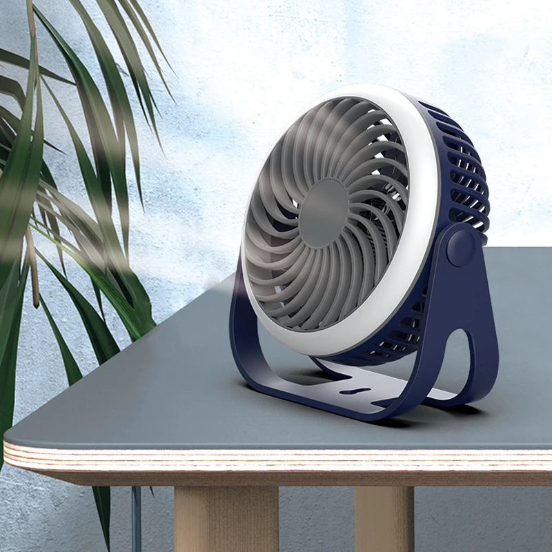 

2023 New Mini Fan Outdoor Portable Desktop Fan with Night Lights High Wind Silent Charging Small Fan