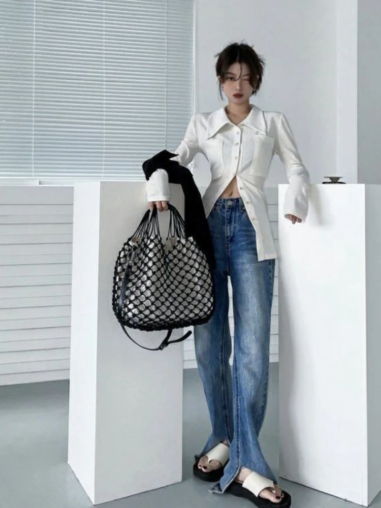 Женская винтажная блузка на пуговицах в стиле панк