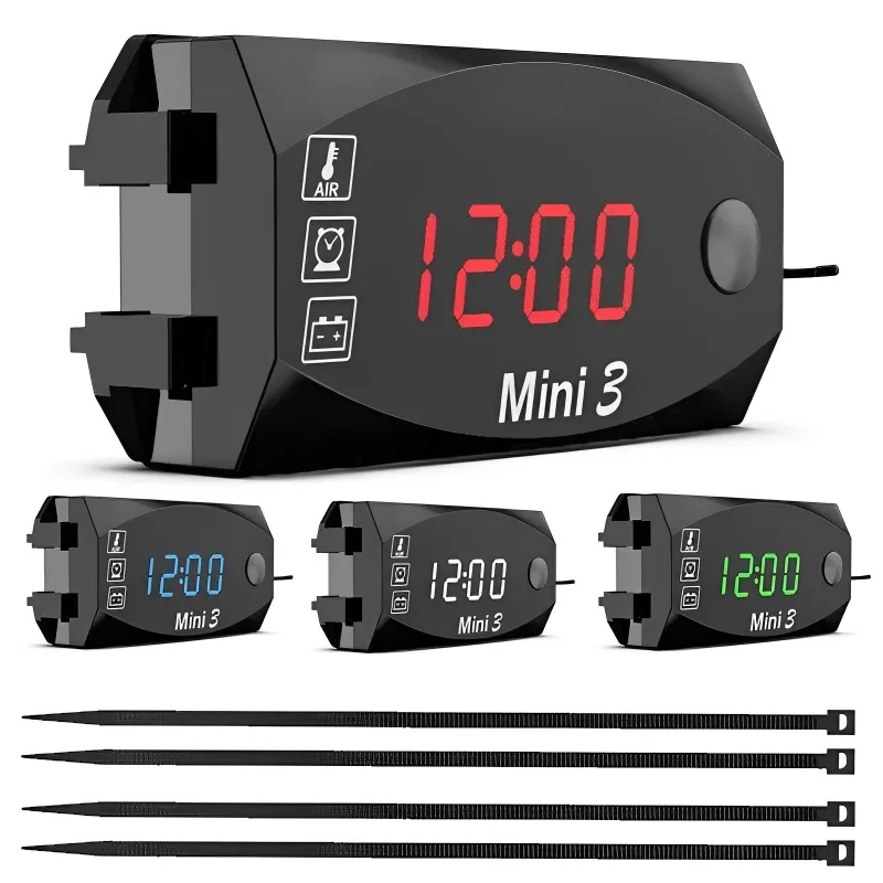 

Universal 3 In 1 Motorcycle Electronic Clock LED Digital Display VoltmeterWatch IP67 Waterproof Dustproof Electronic Thermometer