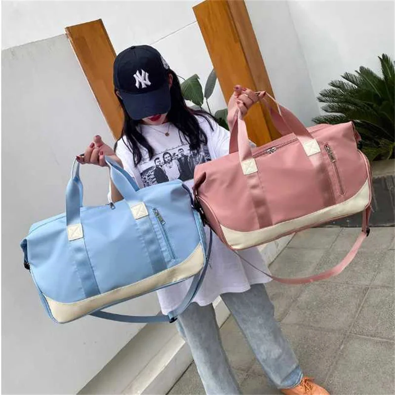 Multi-Pockets Women Men Fitness Yoga Sports Bag Waterproof Oxford Cloth Shoulder Bag Girl Travel Bag Large Capacity Luggage Bag