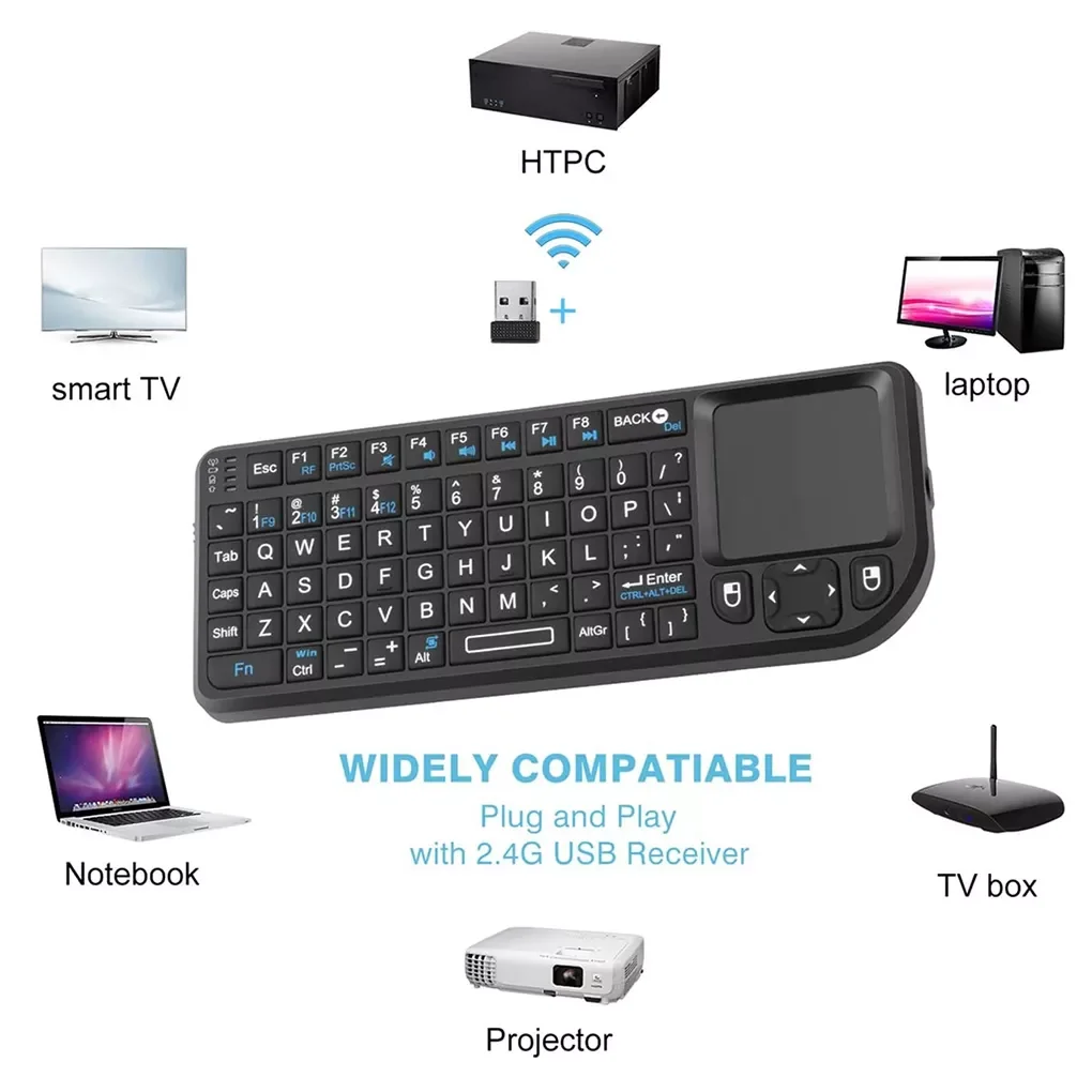 

Wireless Keyboard Computer Laptop Cordless 3-in-1 Mini Keyboard Touchpad Mouse Spanish Russian English Keyboard