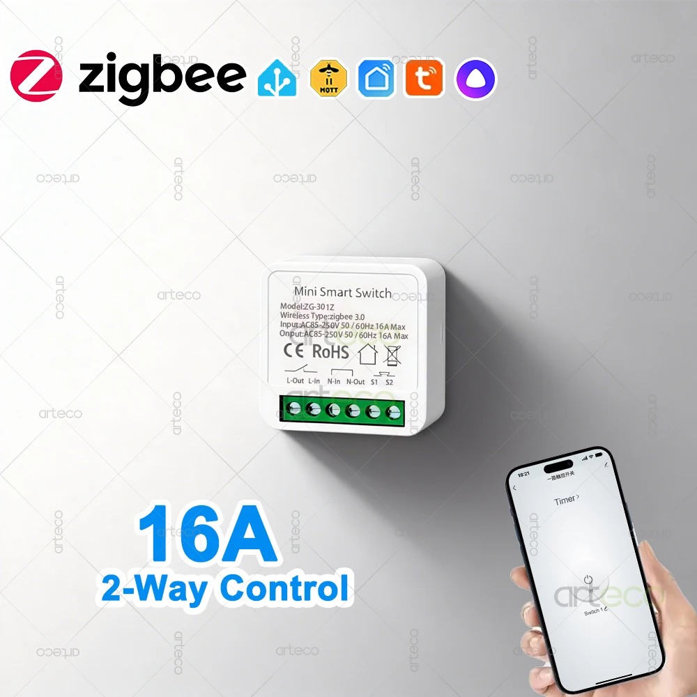 

Умный мини-выключатель ZigBee 3.0 16А