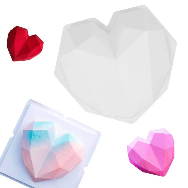 

3D Diamond Love Heart Silicone Baking Mold DIY Butterfly Maple Leaf Bloom Rose Chocolate Fondant Cake Craft Decorating Tool