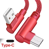 micro usb type c cable 2 4a fast charger usb cord 90 degree elbow braided data cable for android phone