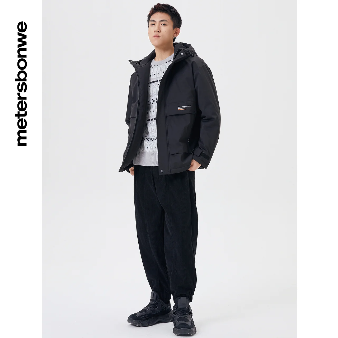 Metersbonwe Windproof Wadded Clothes For Man Solid Color Hooded Warm Wear Casual Loose Winter Cotton-Padded Coat