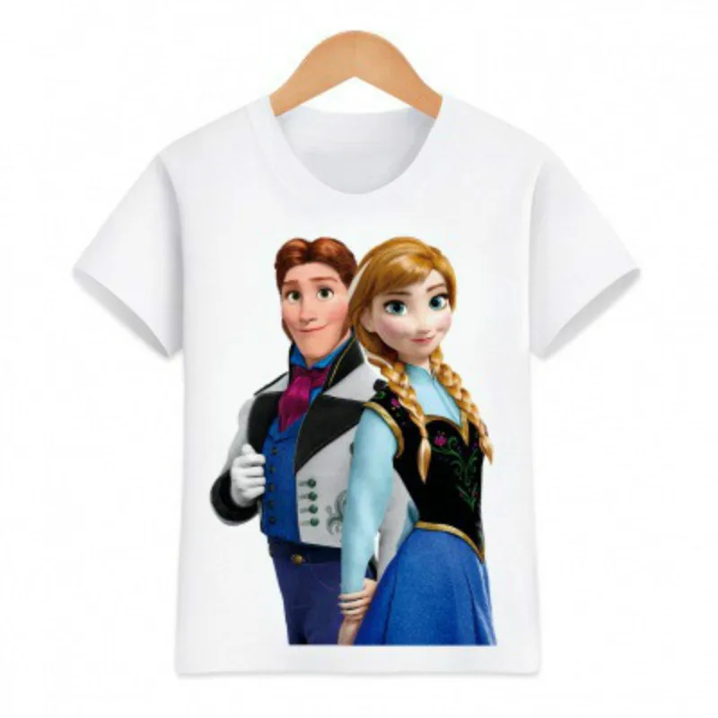 Summer Cartoon Frozen Anna Elsa Print Baby Boys Girls Short Sleeve T Shirts Kids Cotton Clothes Toddler Tops Tees Costumes 2-10Y images - 6