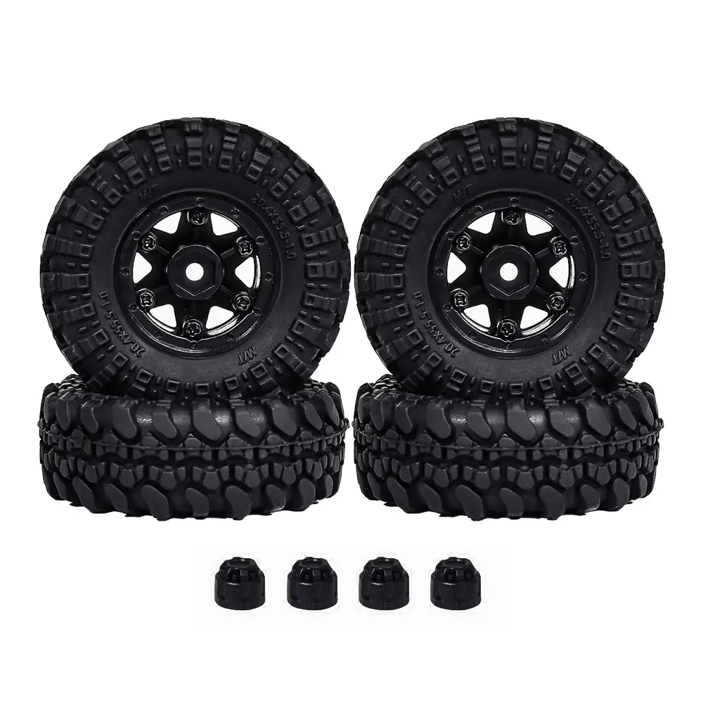 

54*18mmMicro Beadlock Rim Soft Rubber 1.0 Tires Set for 1/24 RC Tracked Vehicle Axial SCX24 90081 AXI00001 Wheel Parts(4 PCS)