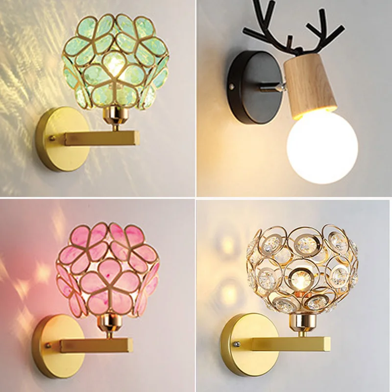 

Modern Wall Lamp Living Room Bedroom Bedside Wall Sconce Creative TV Background Wall Corridor Crystal Desk Lamps 220V