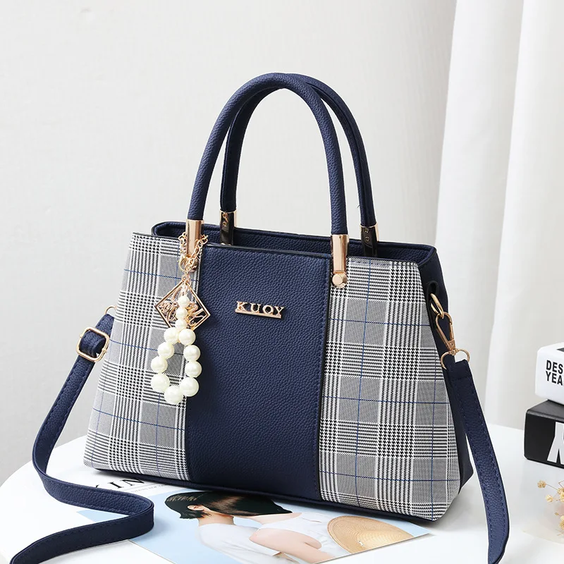 

PU Leather Large Capacity Woman Handbag Grid Shoulder Bag Fashion Casual Luxury Designer Patchwork Crossbody Handbags for Women