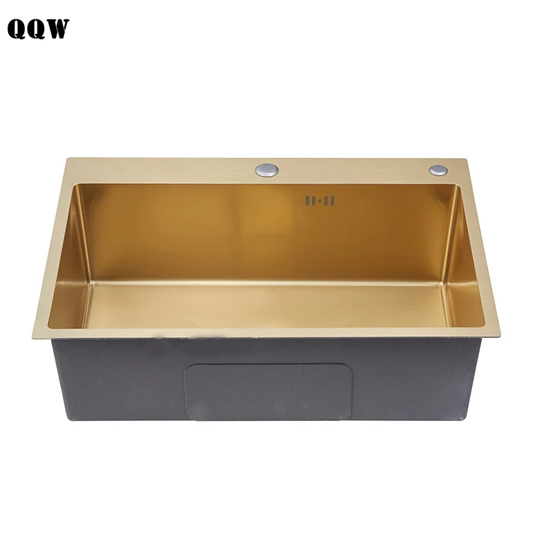 

Kitchen Sink 304 Stainless Steel Local Tyrant Gold Nano Kitchen Sink Thicken Hand-Made Vegatable Basin With Drain Accessories