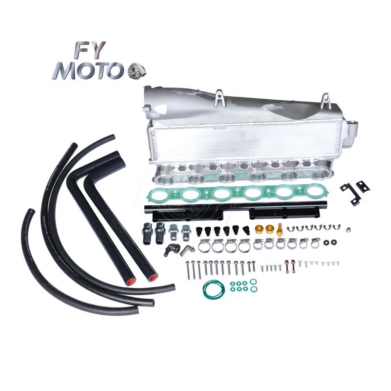 Фото Серебряный литой впускной коллектор для BMW F22 M240I F30 340I 440I 16-19, полуфрезерованный на ЧПУ, с сердцевиной и аксессуарами №2
