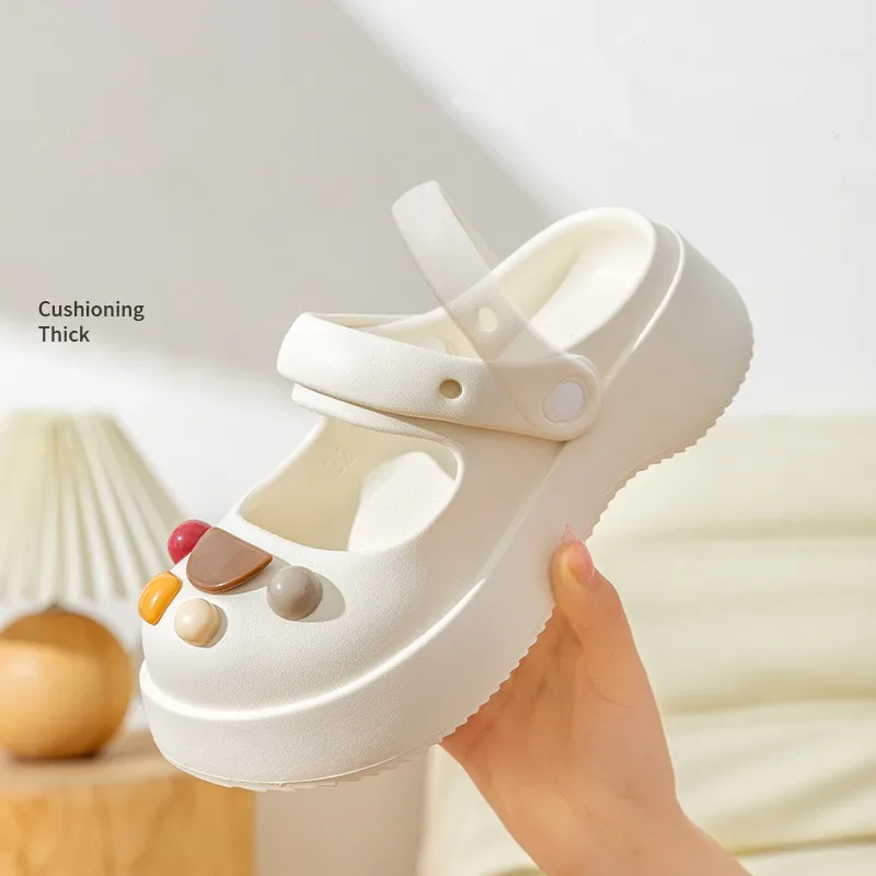 Women Flats Shoes Platform Sandals Hollow Mules Slippers Fashion Summer New Designer Casual Thick Sole Flip Flops Woman