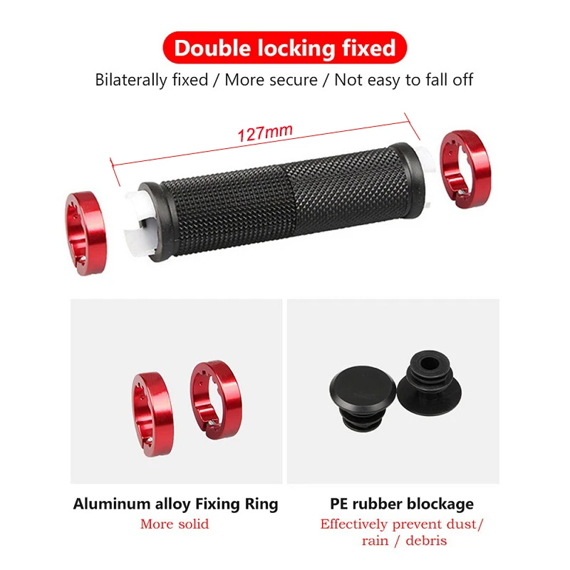 Bicycle Grips BMX Bike Handbar Grips Rubber Bilateral Lock Mountain MTB Bikes Handlebar Grips Non-slip Cycling Bike Accessories